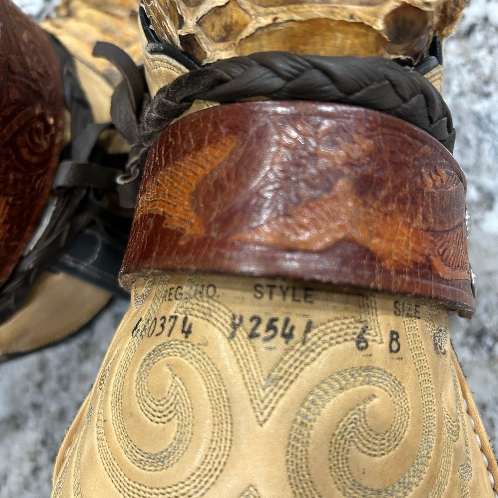 Stylish Tan and Brown Snake Skin Ankle Boots custom made by Canty - Picture 6 of 7